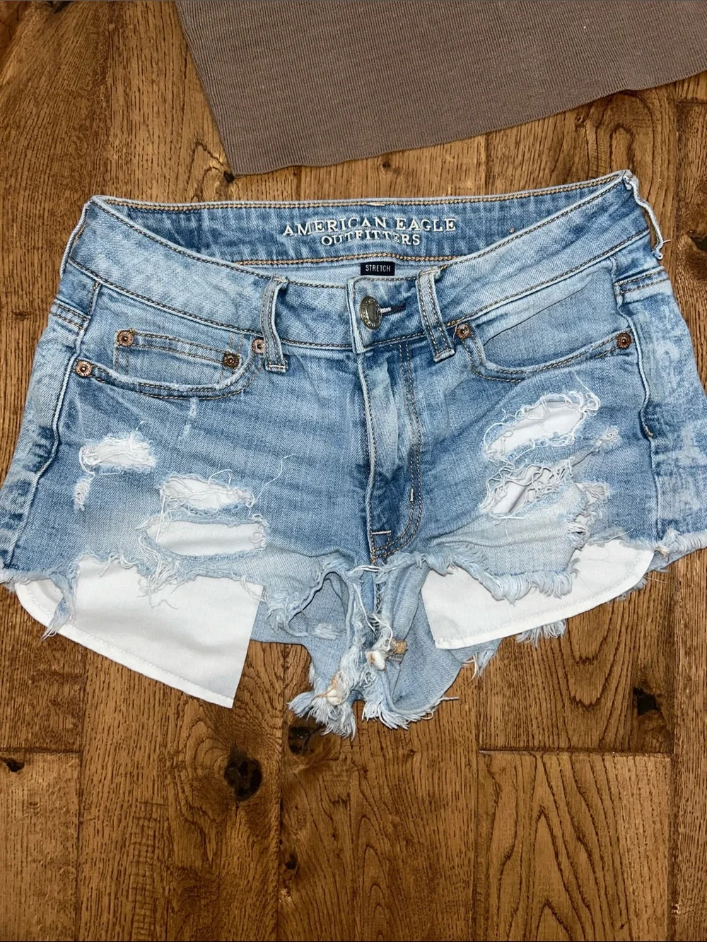 American Eagle Outfitters Light Blue Ripped Denim Cutoff Shorts